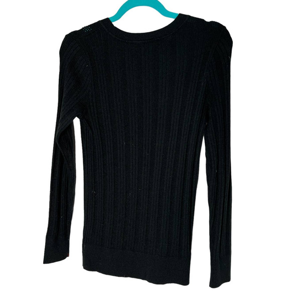 Banana Republic Sweater Size M in Black Nylon Wool Blend Long Sleeve - Picture 3 of 4